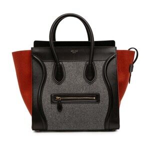 Pre-Loved Celine Mini Tricolor Felt Wool and Calfskin Luggage Tote